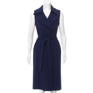 Navy Alexis Wool double-breasted classic wrap dress with buttons